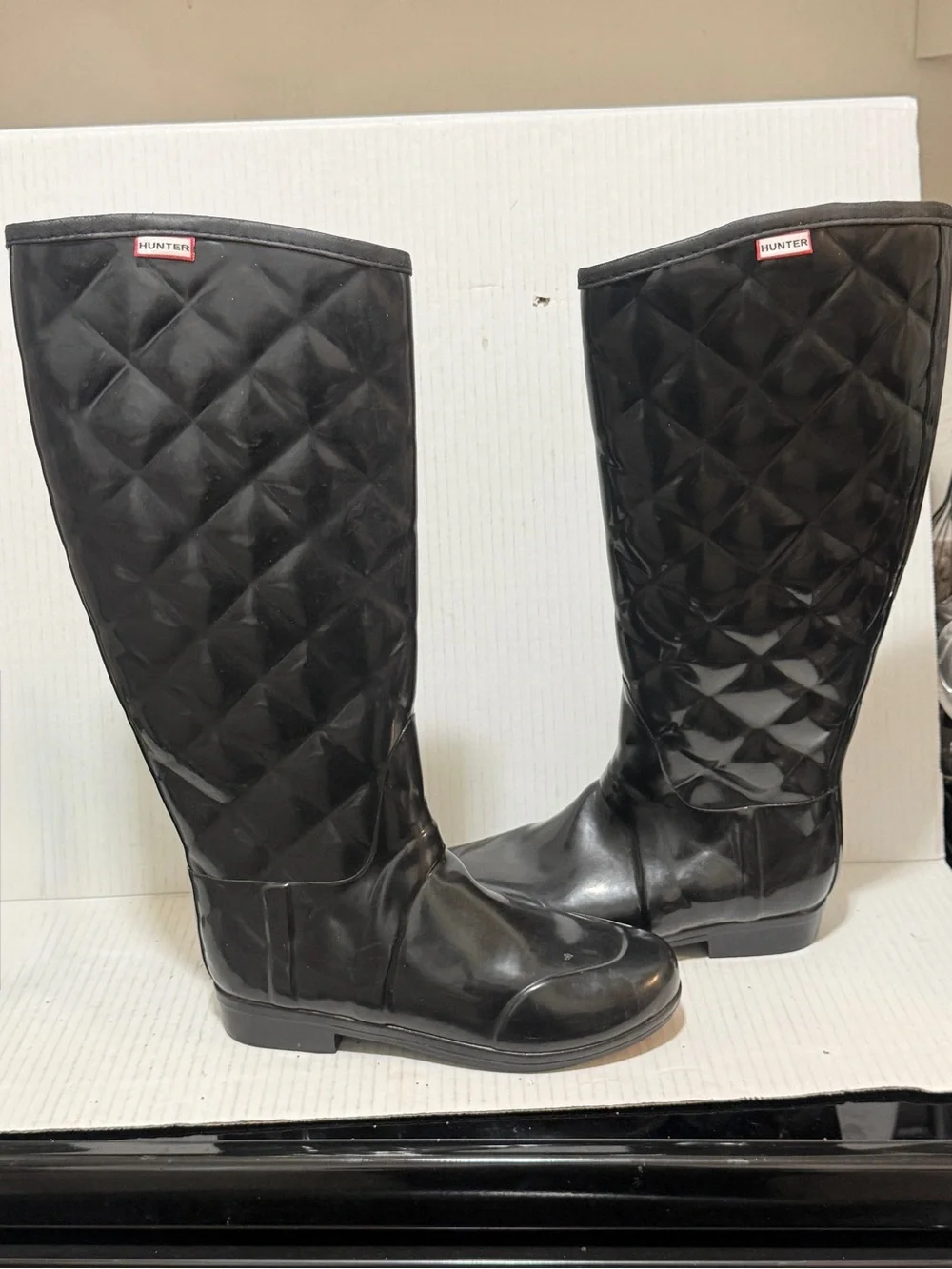 Hunter Women’s Regent Savoy Quilted RubberWaterproof Boots Sz 6 Black Fall Rain